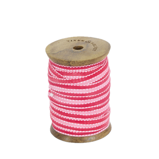 Fuchsia Velvet Ticking Ribbon 10m
