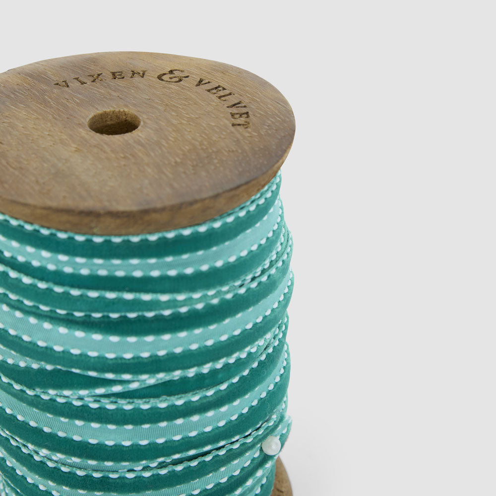 Verdant Velvet Ticking Ribbon 10m