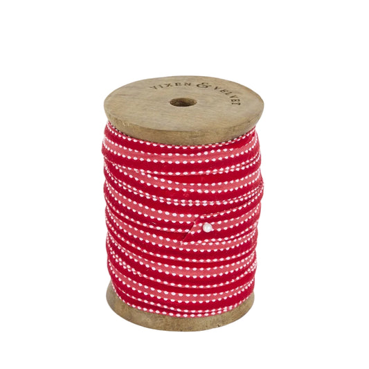 Scarlet Velvet Ticking Ribbon 10m