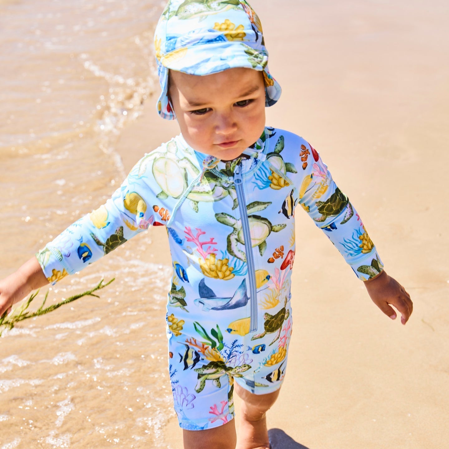 Reef Life Baby Long Sleeve Zip Baby Bathers