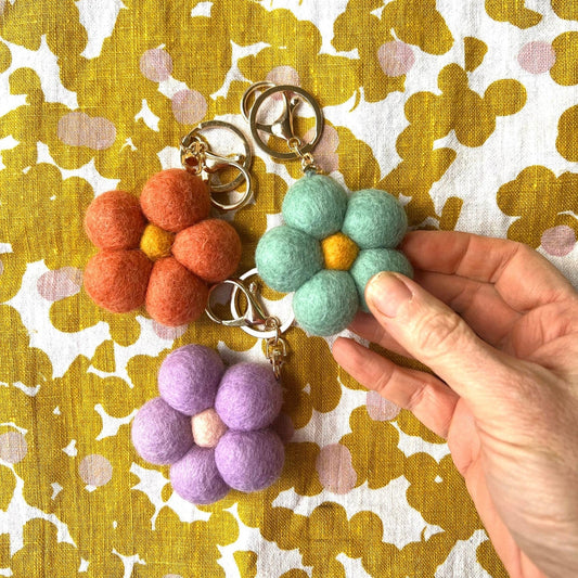 Felt Flower Key Ring