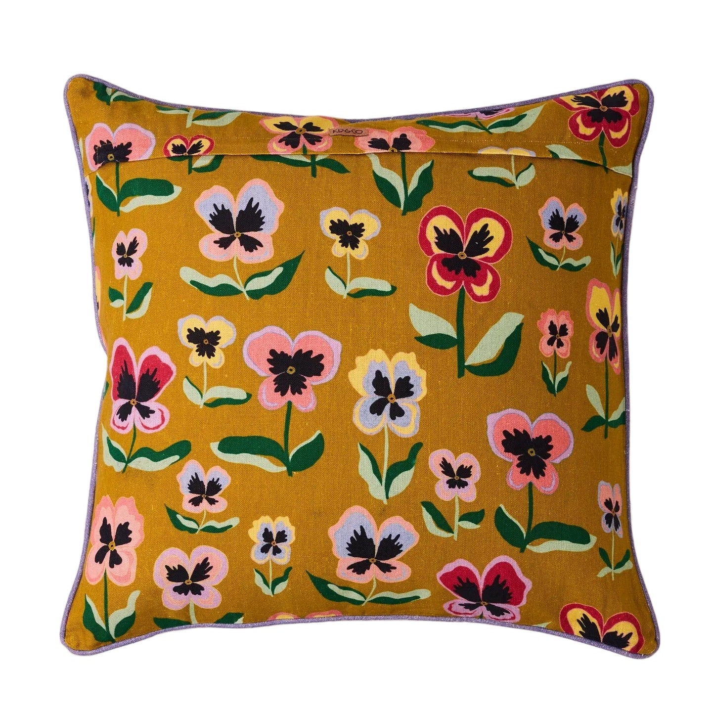 Pretty Pansy Gold Upholstery Cushion