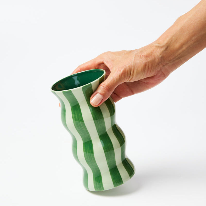 Tonal Greens Palma Stripe Vase