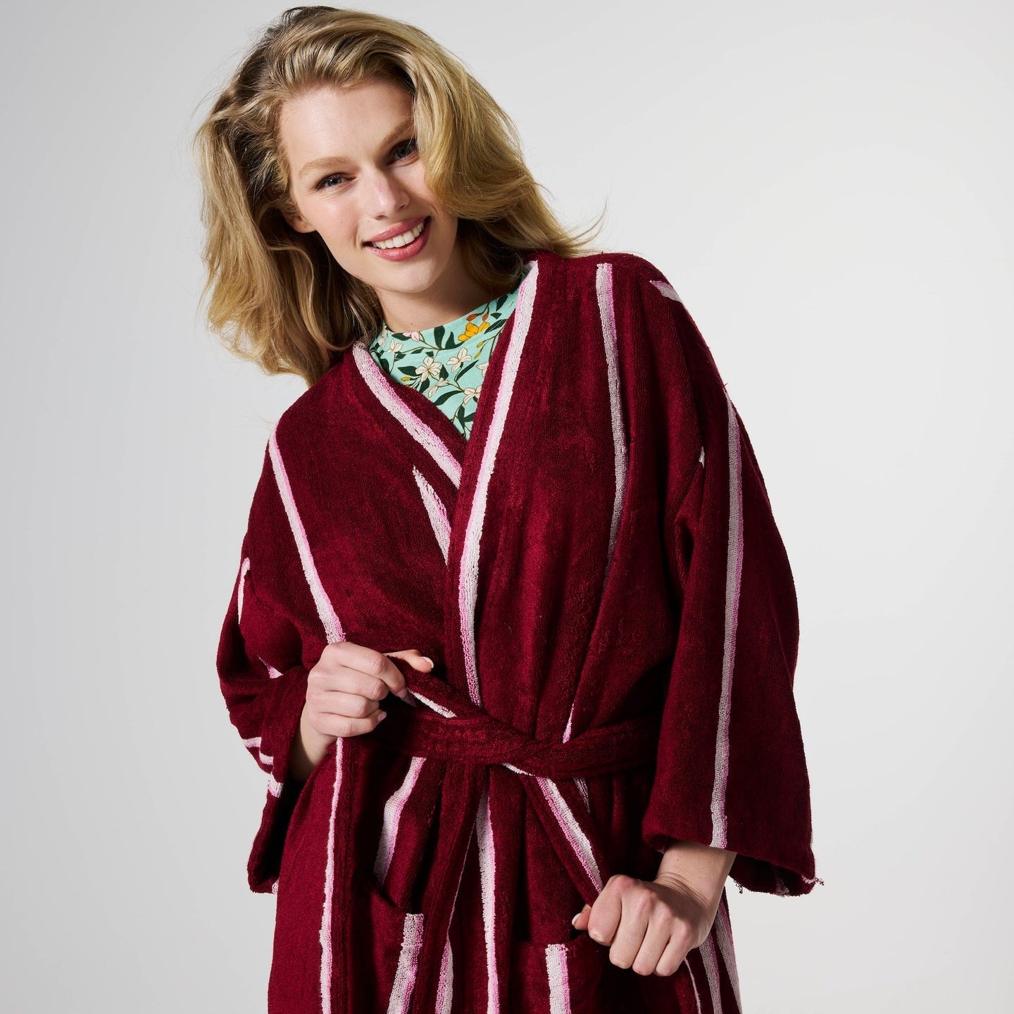 Ruby Rose Stripe Bamboo Terry Bath Robe