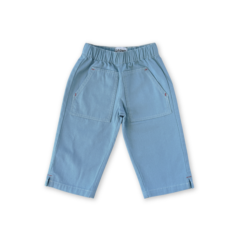 Organic Canvas Duck Egg  Kids Utility Pocket Pant