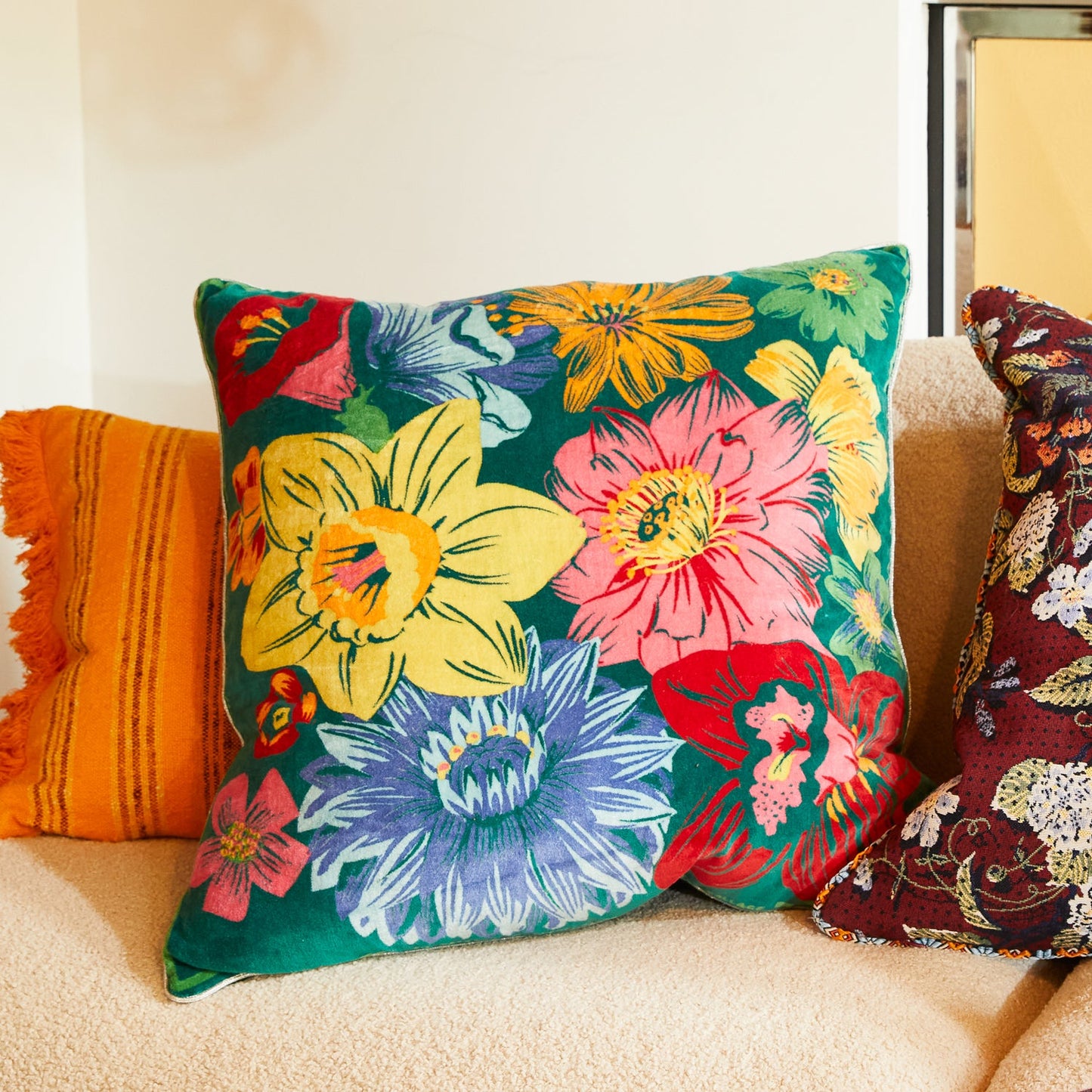 Ines Verdant Velvet Cushion