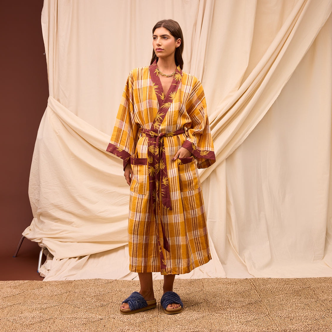 Nicolette Marigold Linen Robe