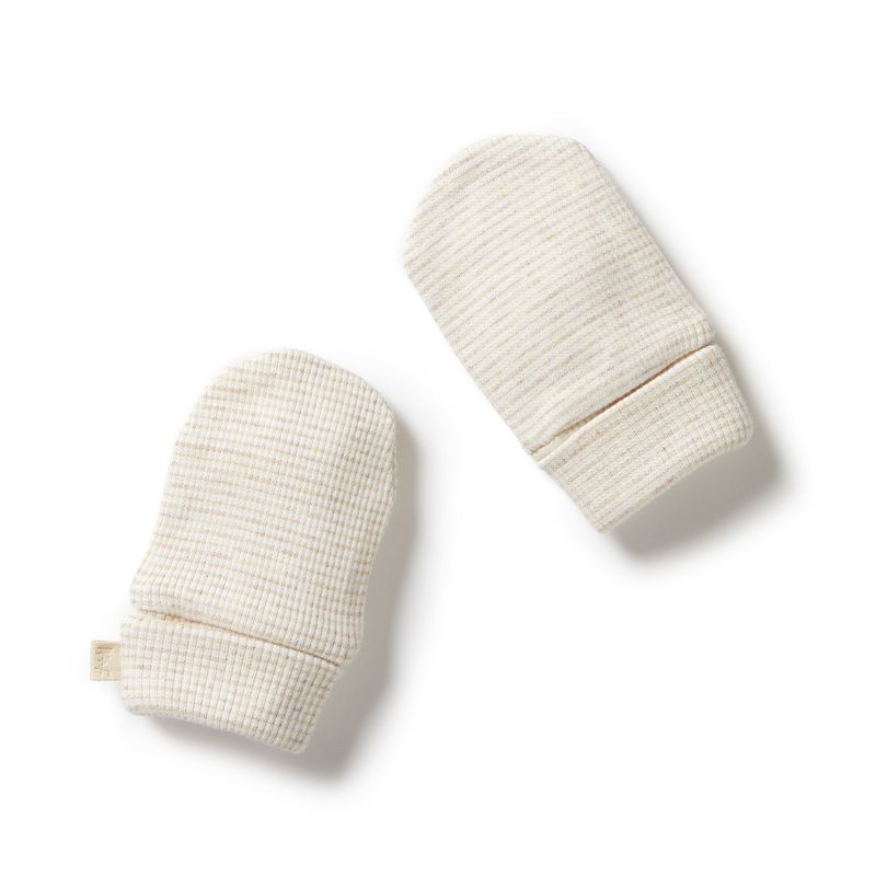 Oatmeal Organic Stripe Rib Mittens