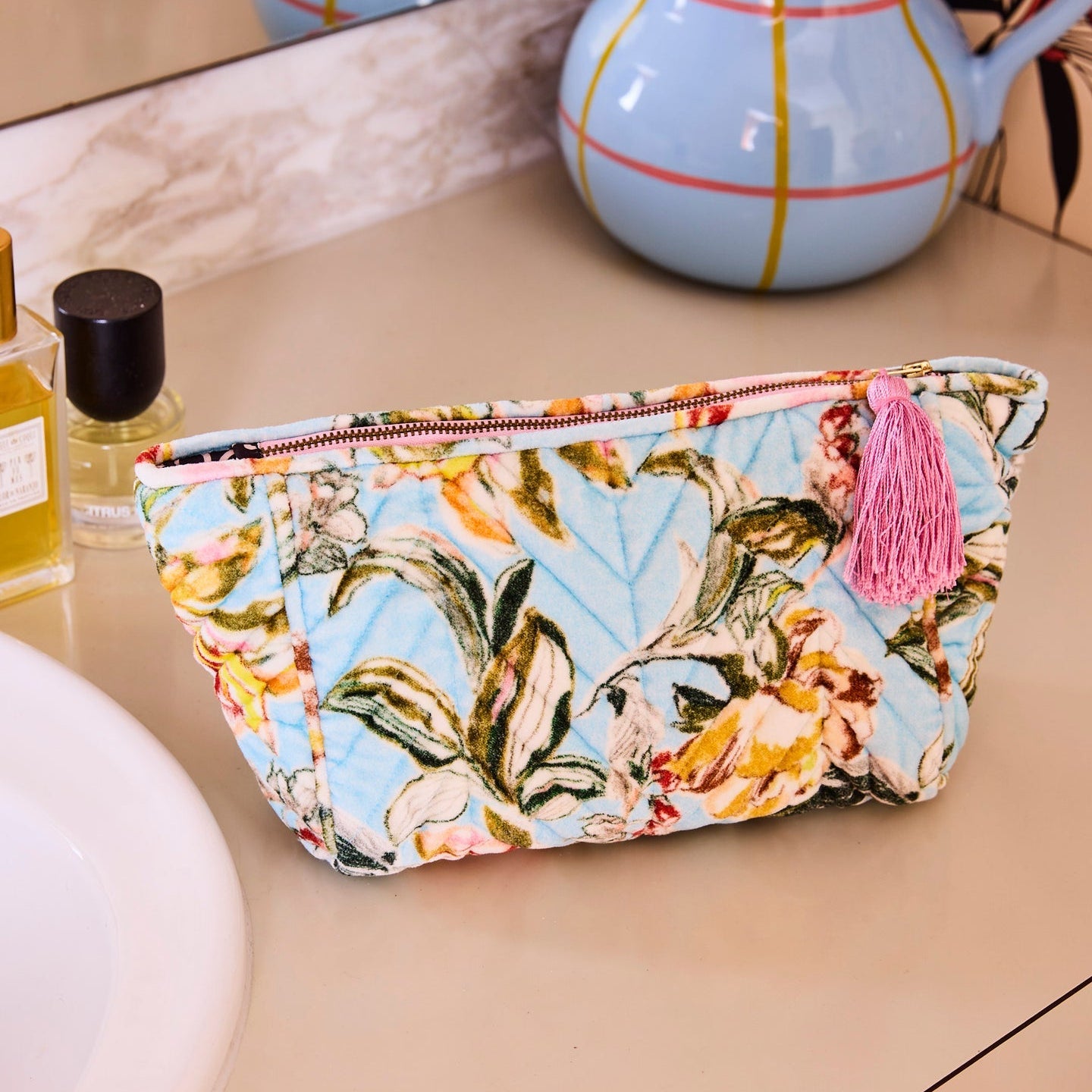 Somerset Blue Velvet Toiletry Bag
