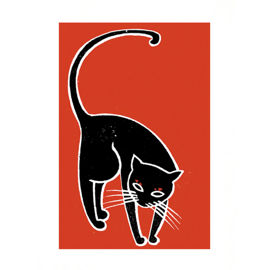 Red Black Cat Mini Greeting Card