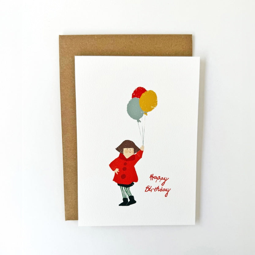 Girl With Balloons Greeting Card