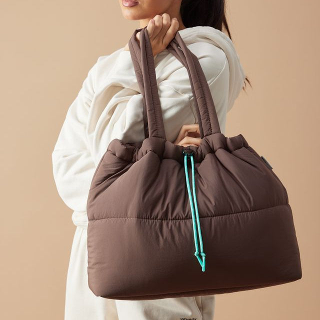 Chocolate & Turquoise Scrunch Base Bag