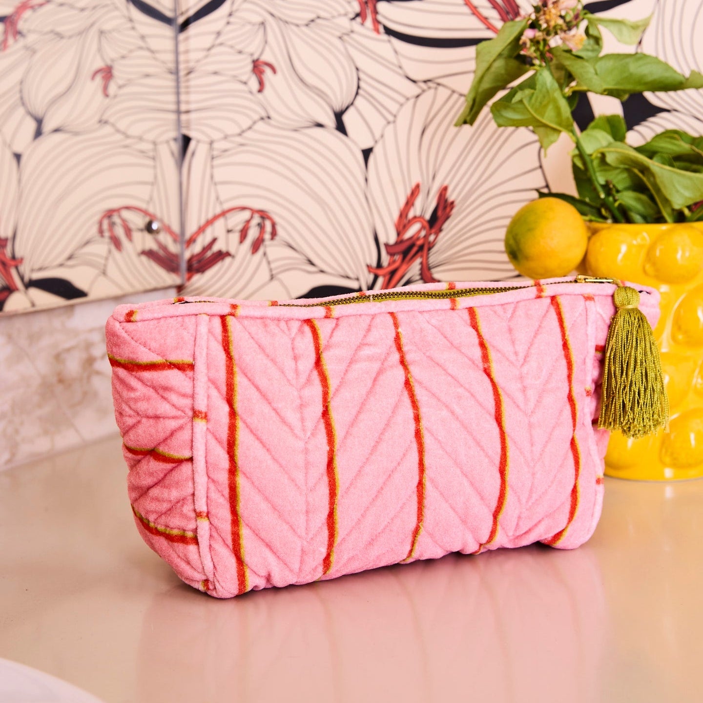 Wategos Soiree Stripe Velvet Toiletry Bag