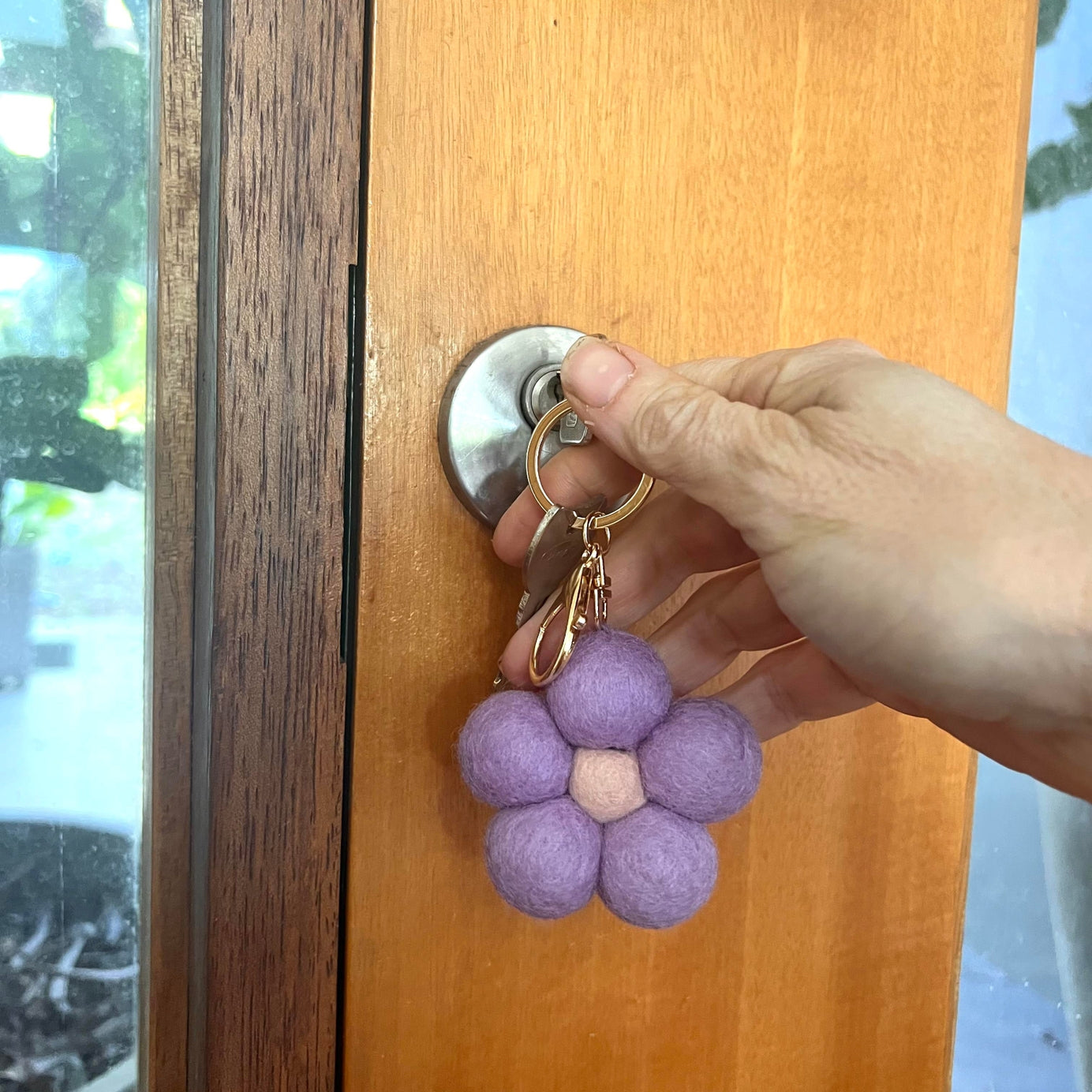 Felt Flower Key Ring