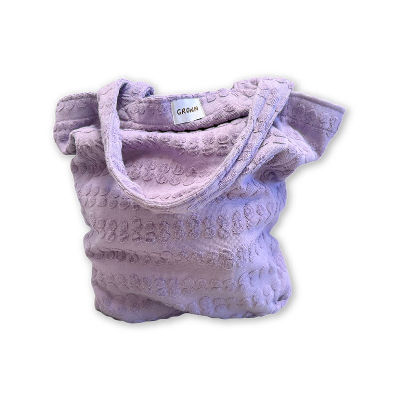 Mauve Bubble Terry Towelling Beach Tote