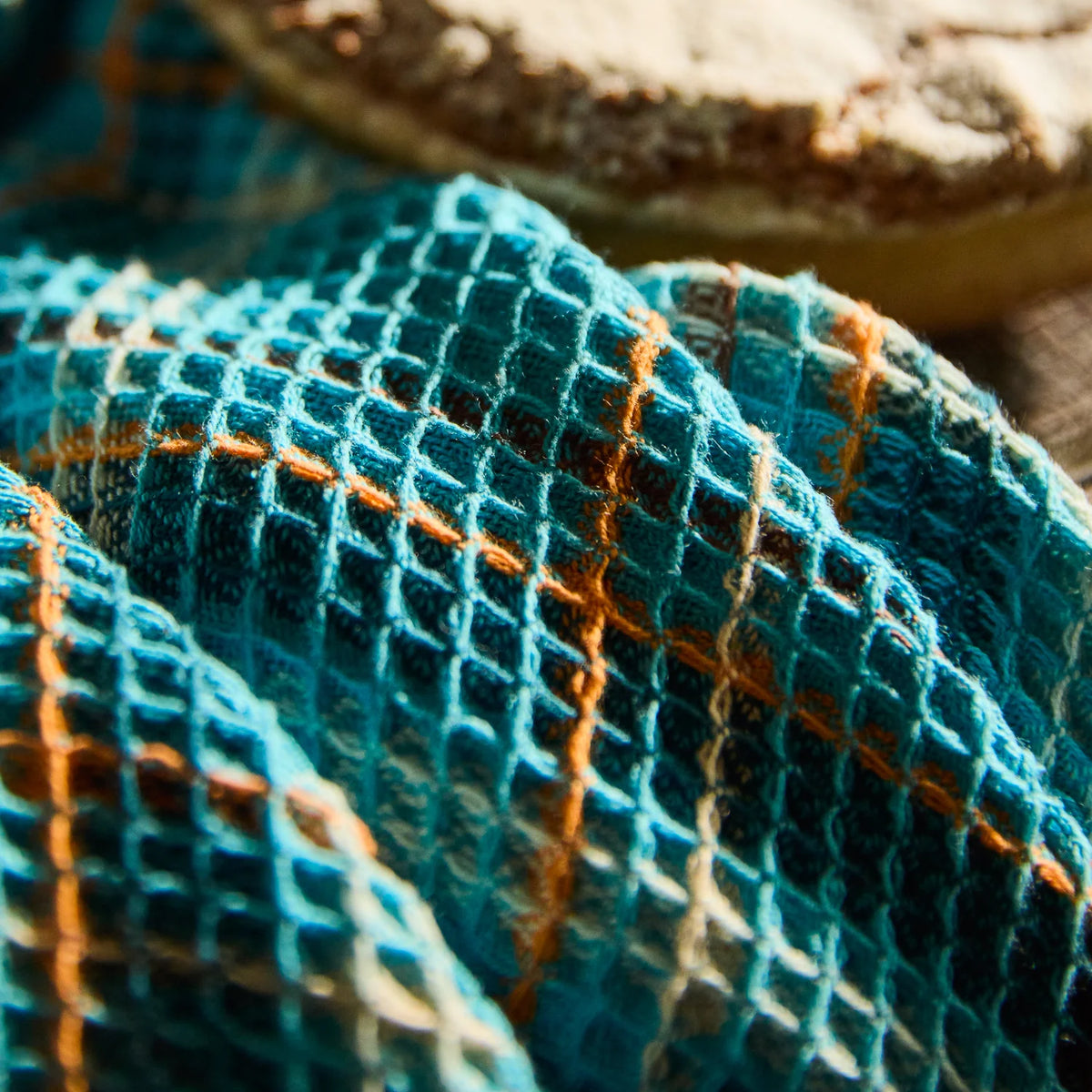 Frances Turquoise Waffle Tea Towel