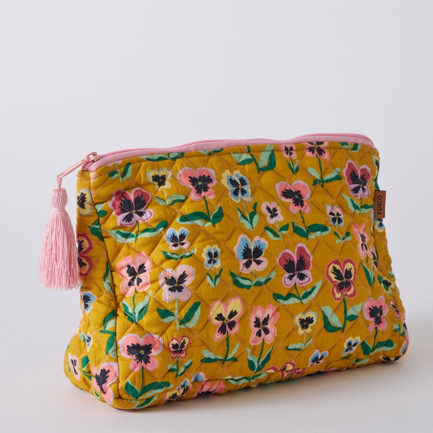Pretty Pansy Quilted Cotton Toiletry Purse