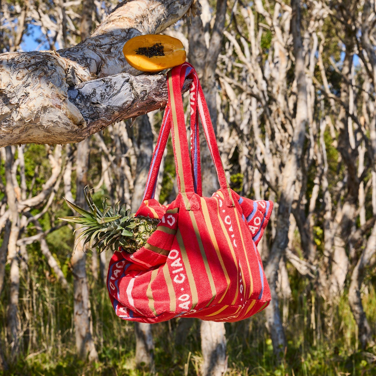 Ciao Stripe Terry Oversized Beach Bag