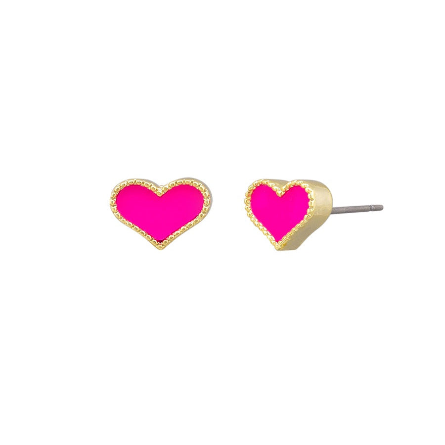 Fuchsia Heart Studs