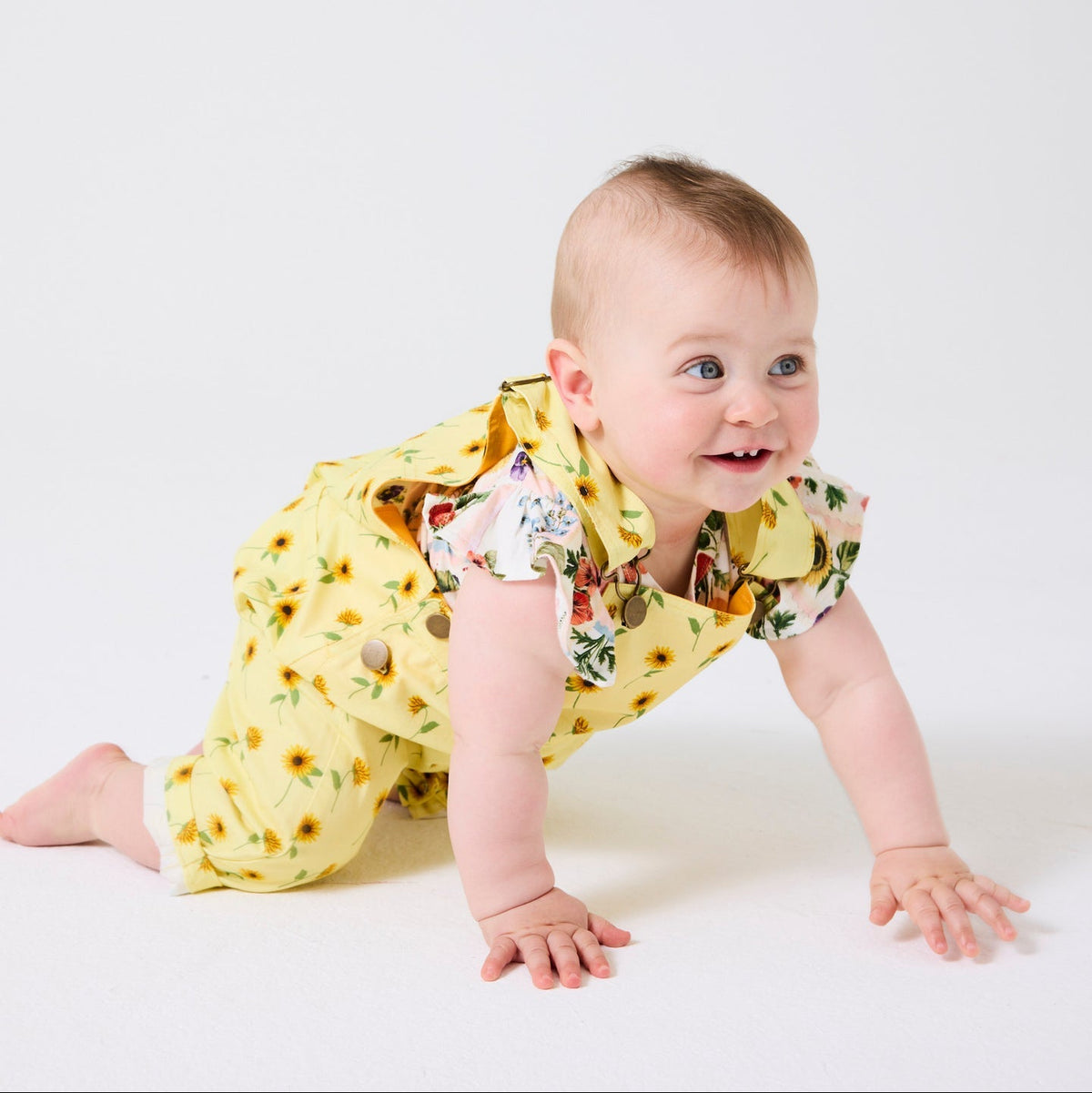 Sunflower Delight Baby Cotton Drill Overalls