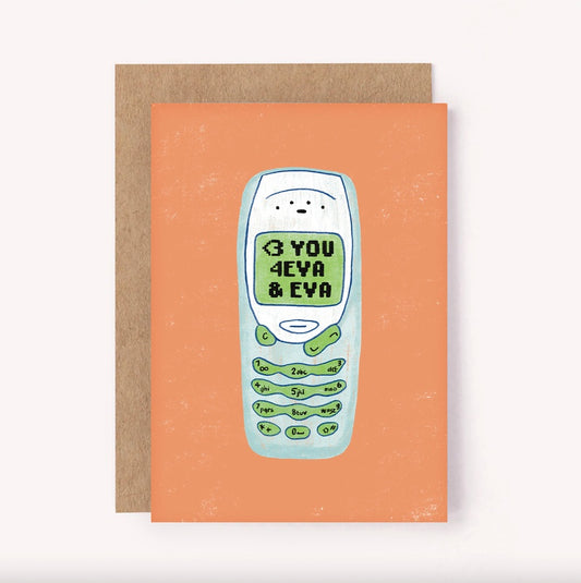 00's Phone Love You Greeting Card