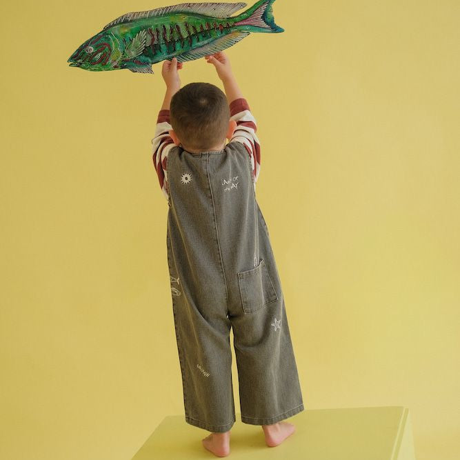 Fishy Business Denim Baby Jumpsuit