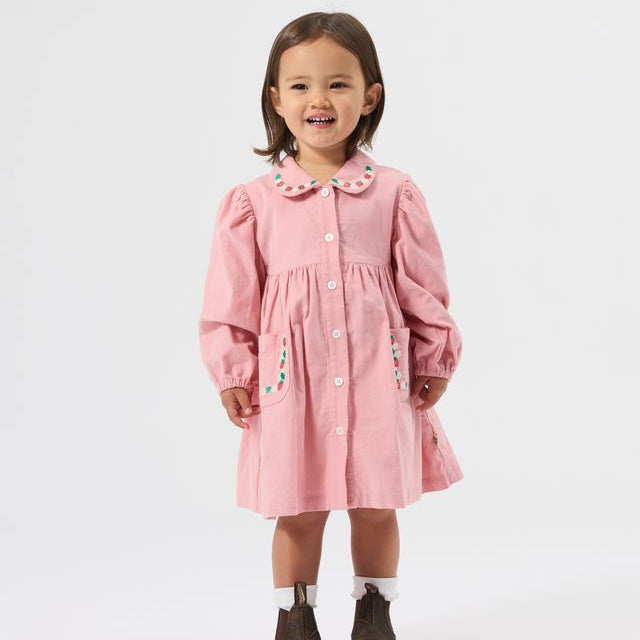 Wild Strawberry Corduroy Collar Kids Dress