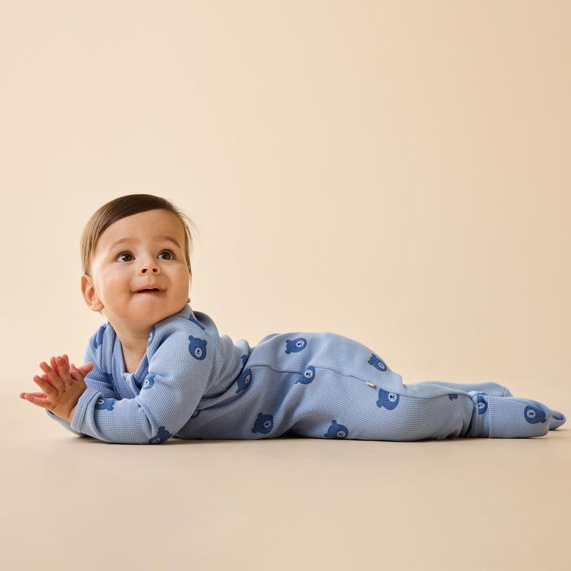Bear Hugs Organic Waffle Zipsuit