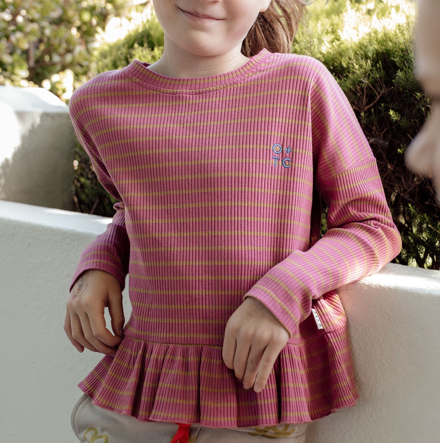 Rose Stripe Boxy Long Sleeve Tee