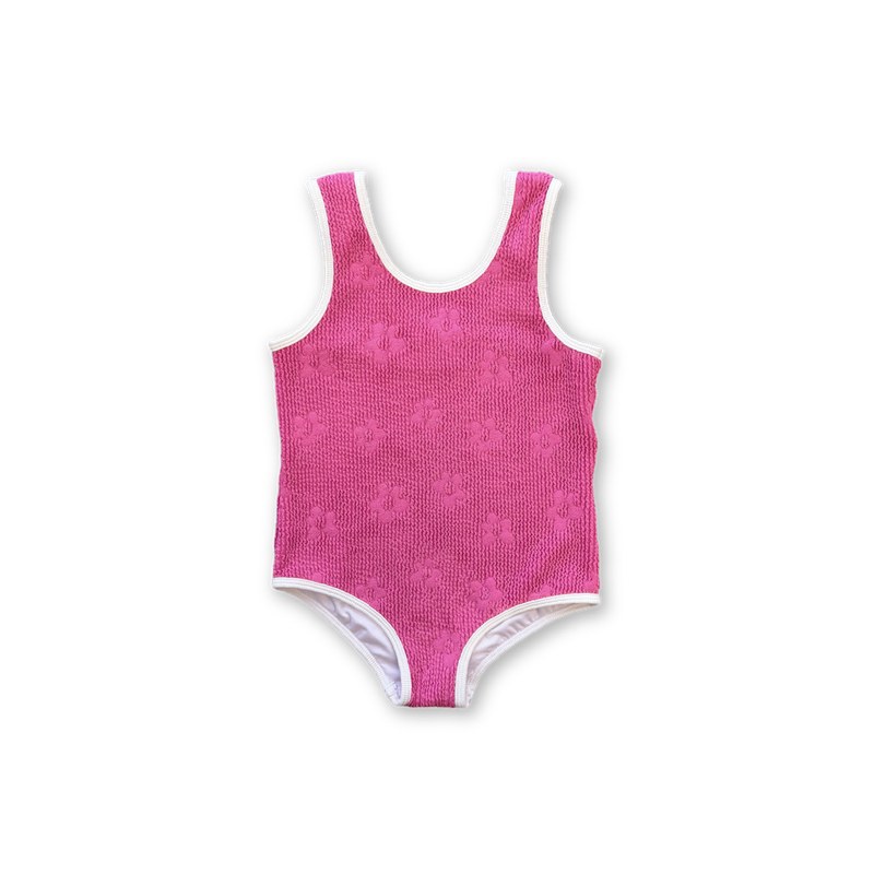 Berry Ribbed Posy Kids Swim Suit