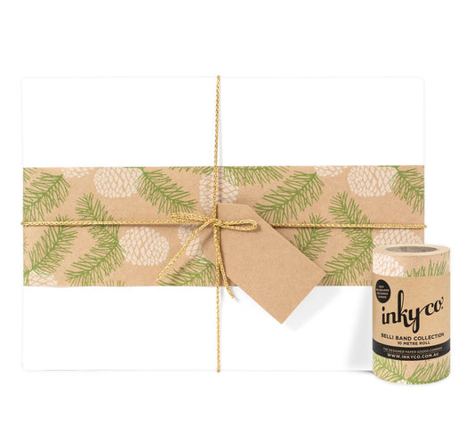 Pine Cones Kraft Green Belly Band