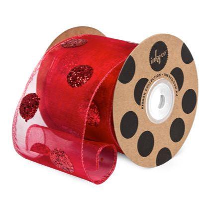 Organza Glitter Dot Red 10m