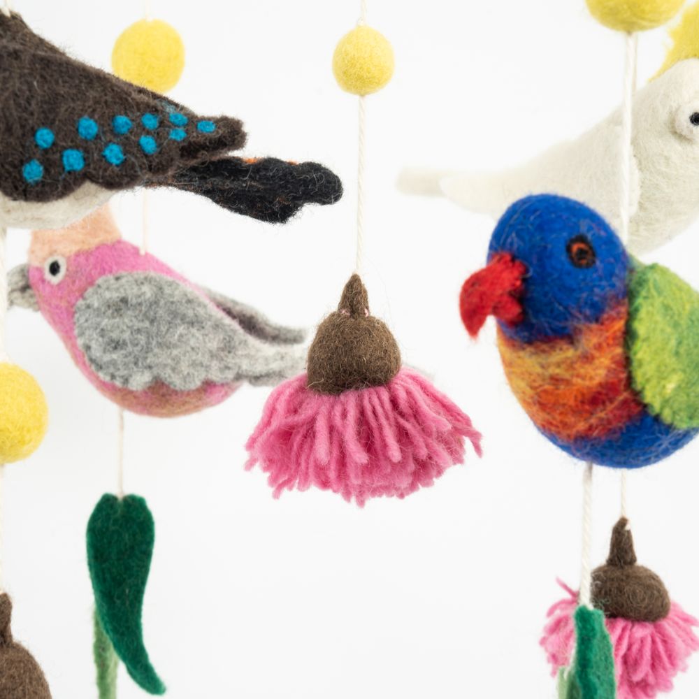 Australian Birds Handmade Felted Mobile