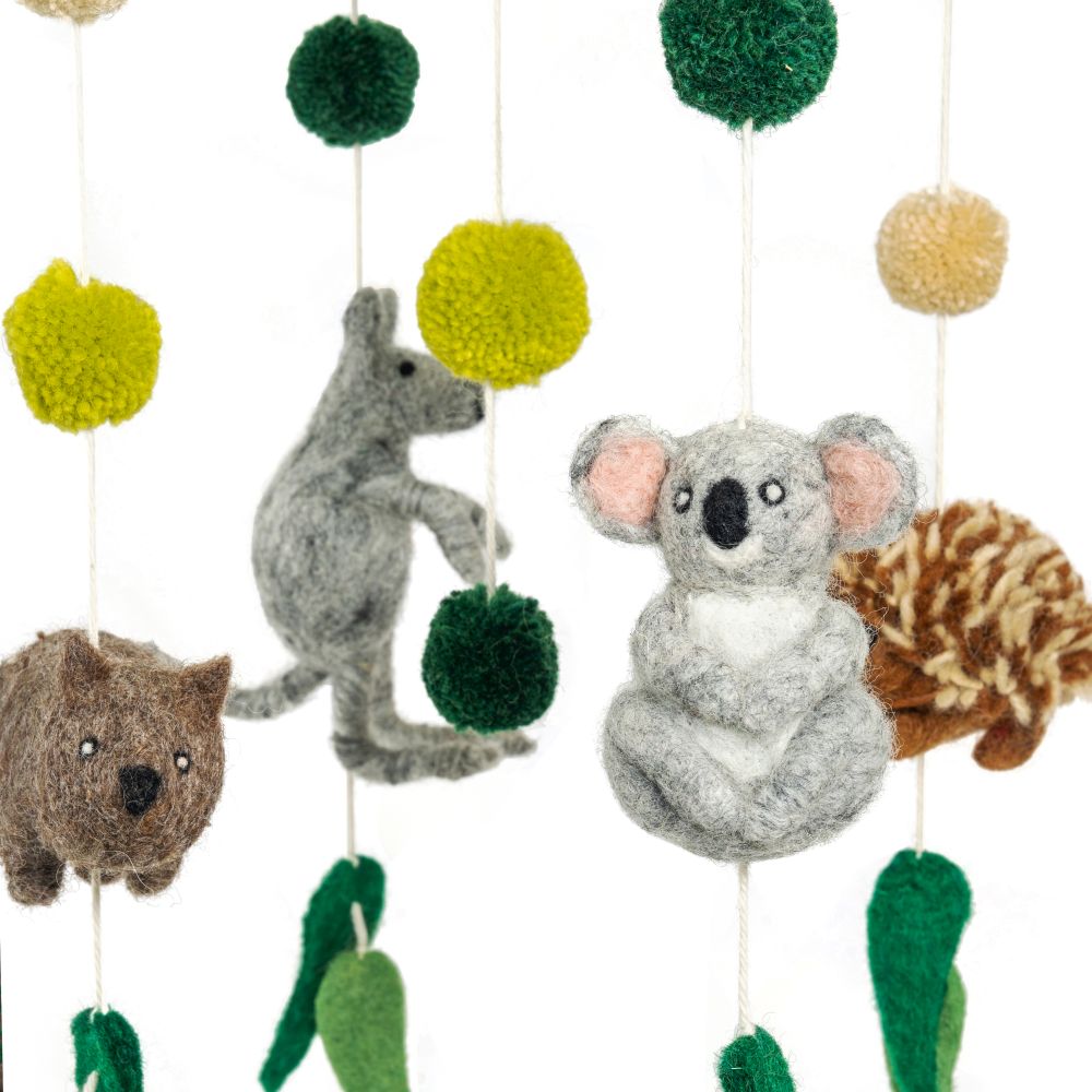 Australian Animals Handmade Felted Mobile