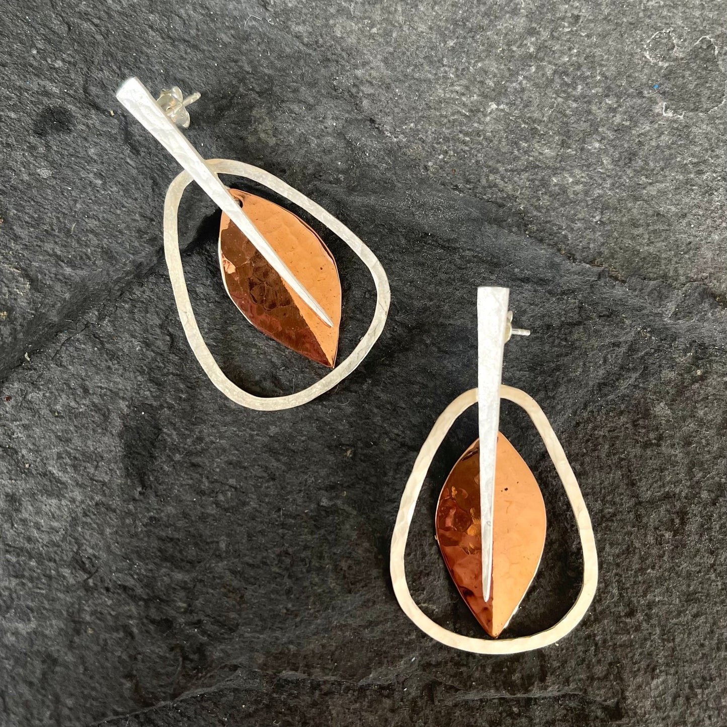 Stylised Leaf Copper Earrings