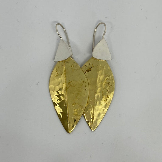 Single Leaf Brass Earrings