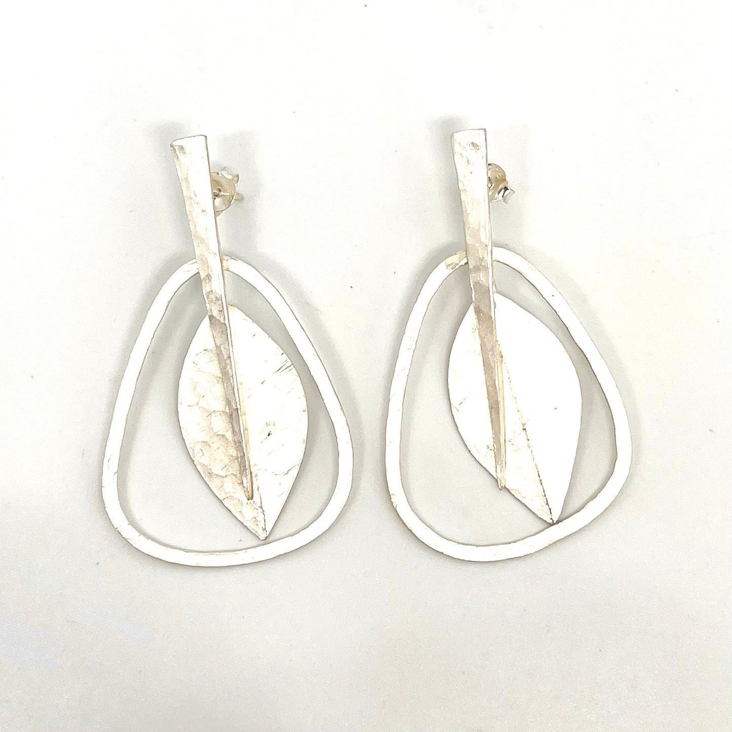 Stylised Leaf Silver Earrings
