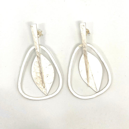 Stylised Leaf Silver Earrings