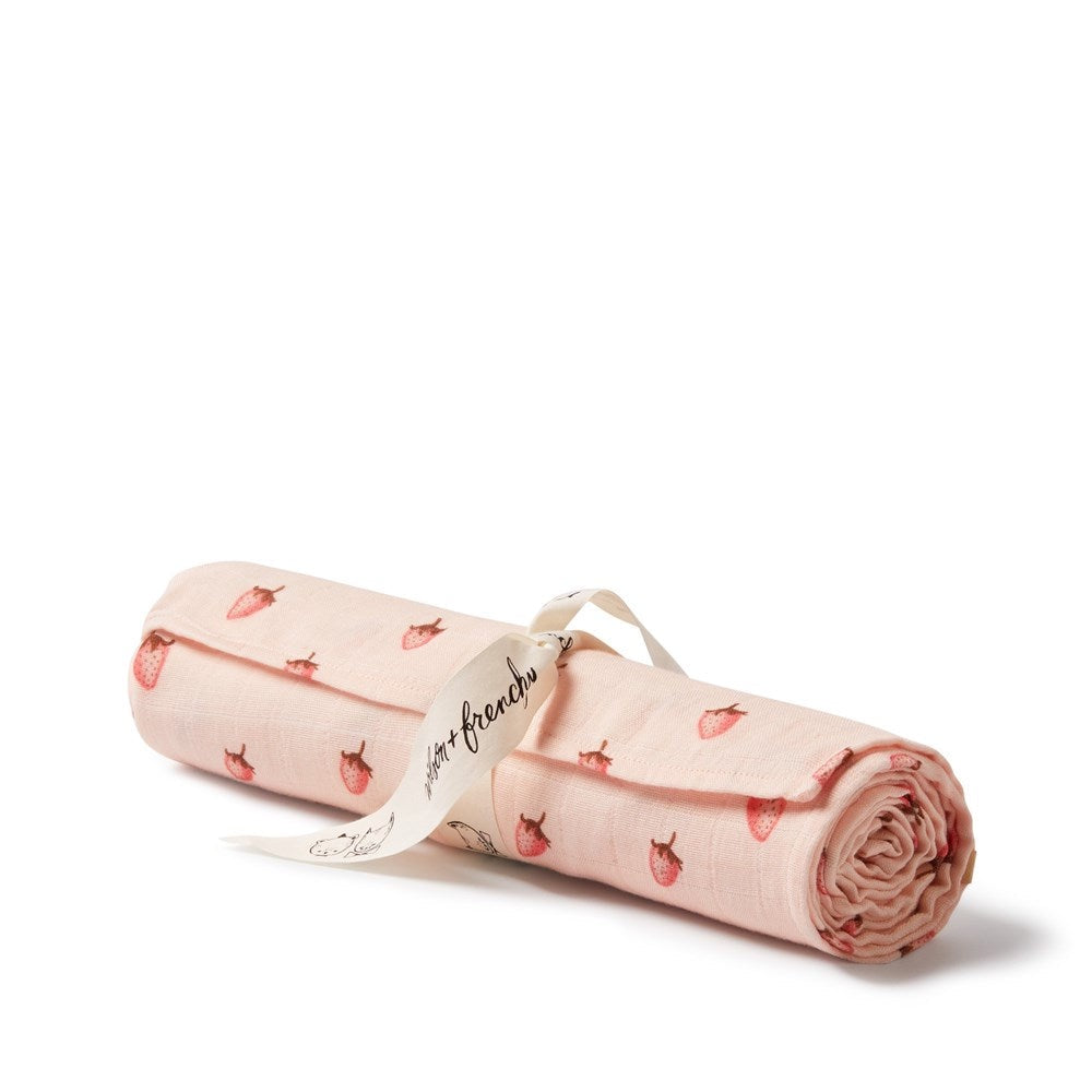 Strawberry Kisses Organic Muslin