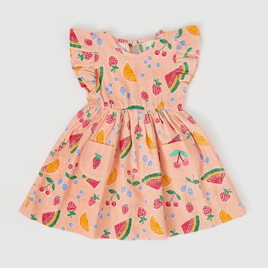 Fruit Salad Linen Kids Dress