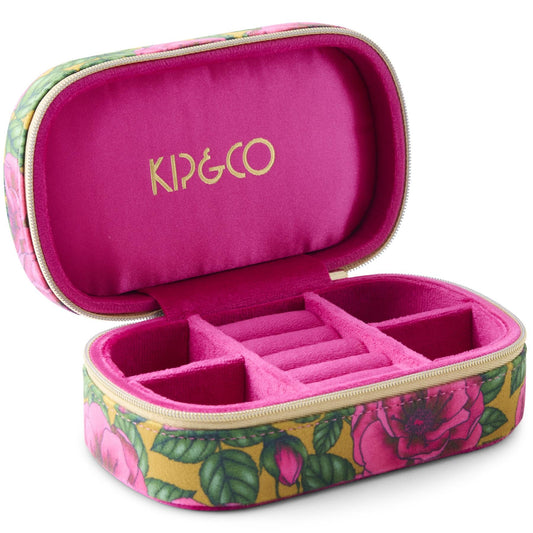 Golden Peony Travel Velvet Jewellery Box