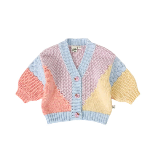 Colour Block Knit Kids Cardigan