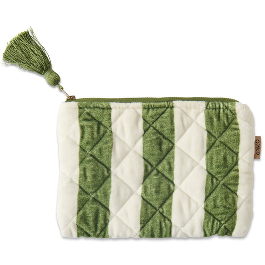 Moss Stripe Velvet Cosmetics Purse