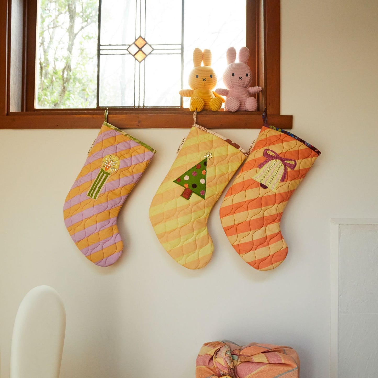 Jarita Stripe Christmas Stocking Citron