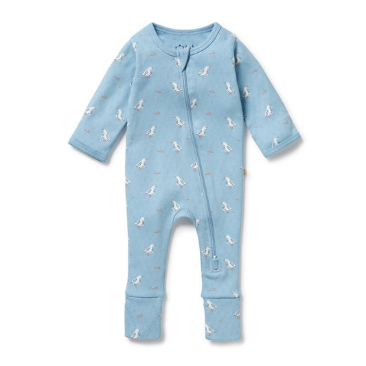 Sunny Seagulls Organic Pointelle Zipsuit