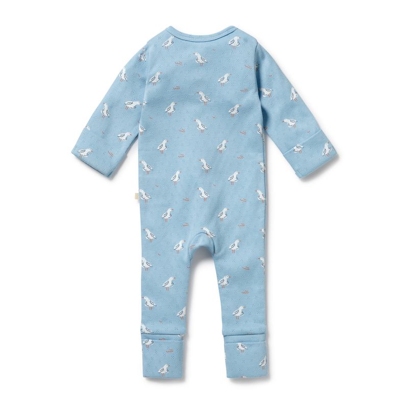 Sunny Seagulls Organic Pointelle Zipsuit