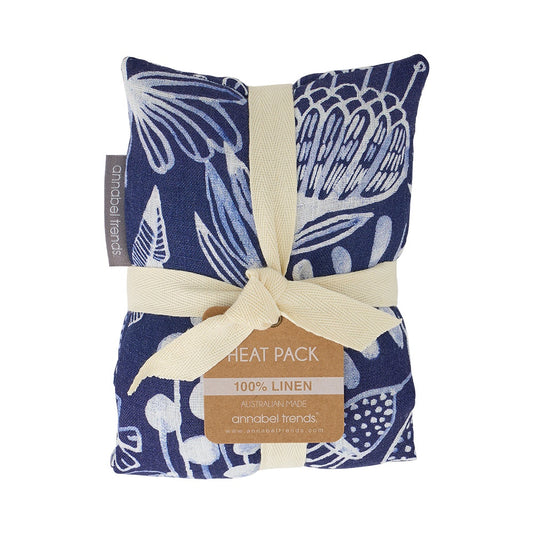 Linen Heat Pillow Navy Natives