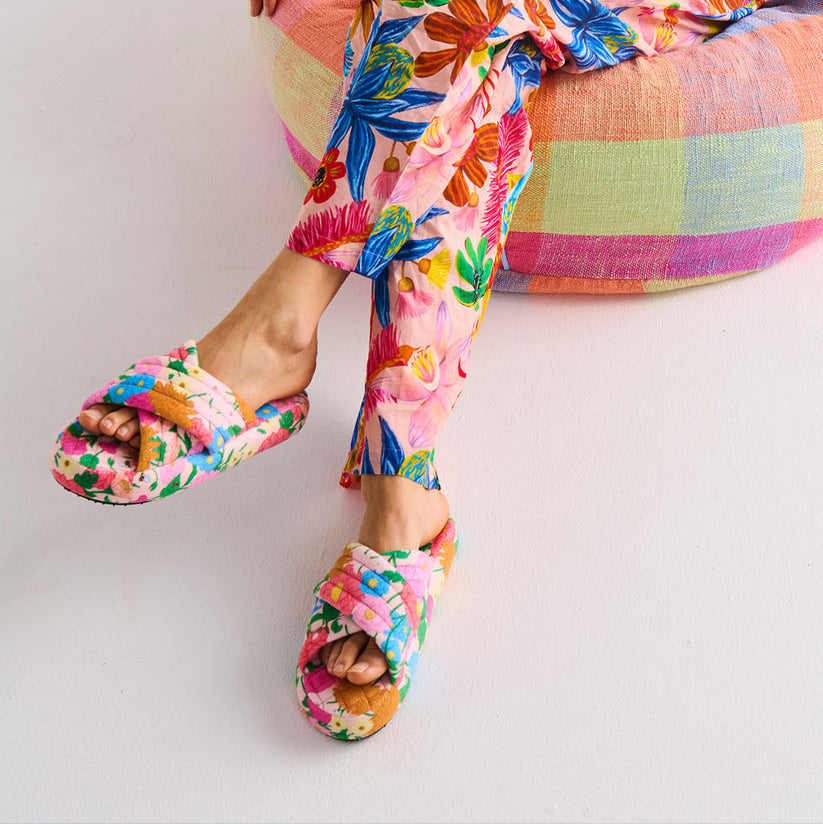 Follow The Sun Quilted Velvet Adult Slippers