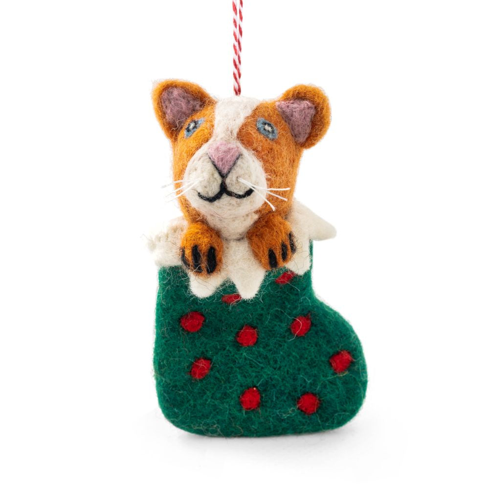 Ginger Cat Stocking Wool Decoration