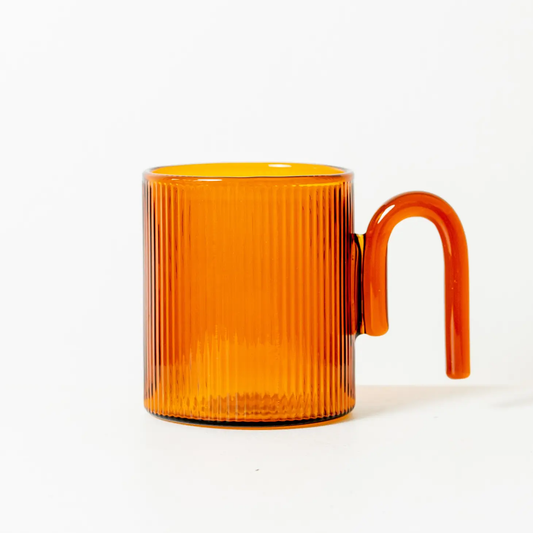 Archer Ribbed Glass Cup Amber